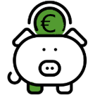 con Sparschwein und Münze, reduzierte Netzkosten und Gebühren als Teil einer Energiegemeinschaft