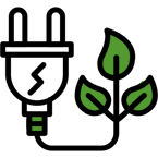 Icon Netzstecker an Pflanze, beziehe nachhaltigen Strom aus der Energiegemeinschaft